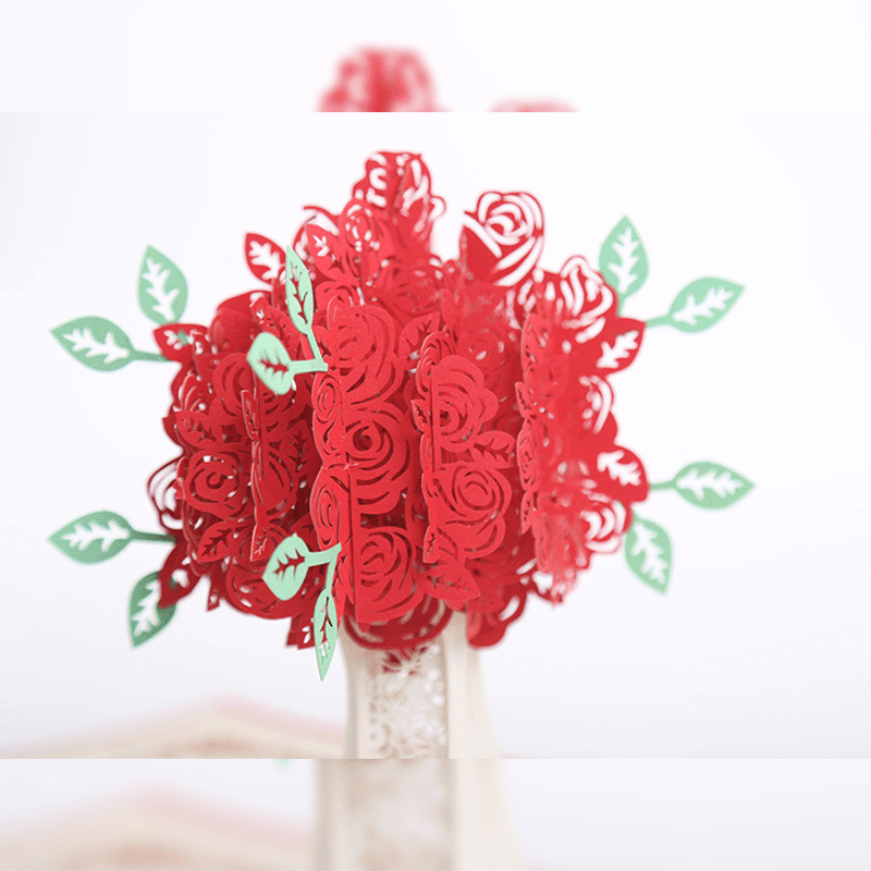 Romantic Rose Bouquet Pop-Up Card