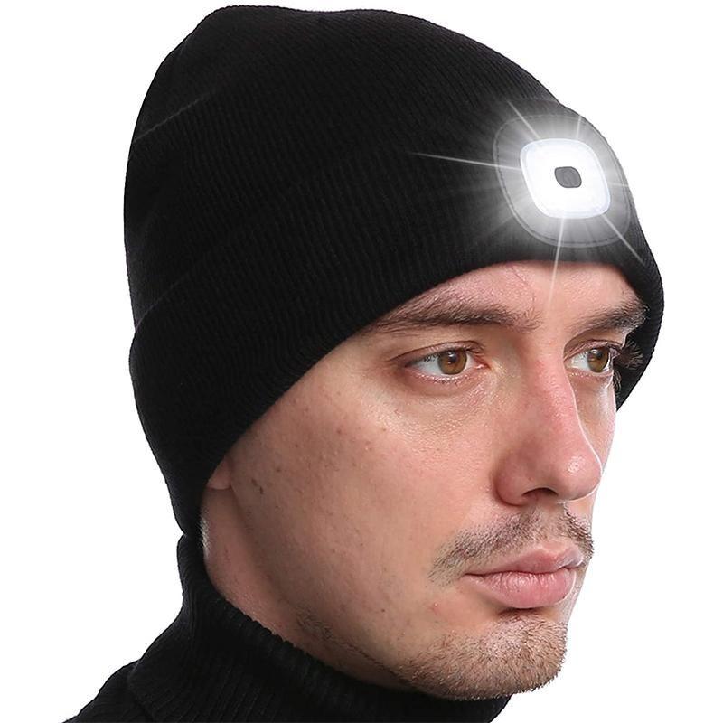 Unisex Winter Warm Knit Hat Head Torch Cap