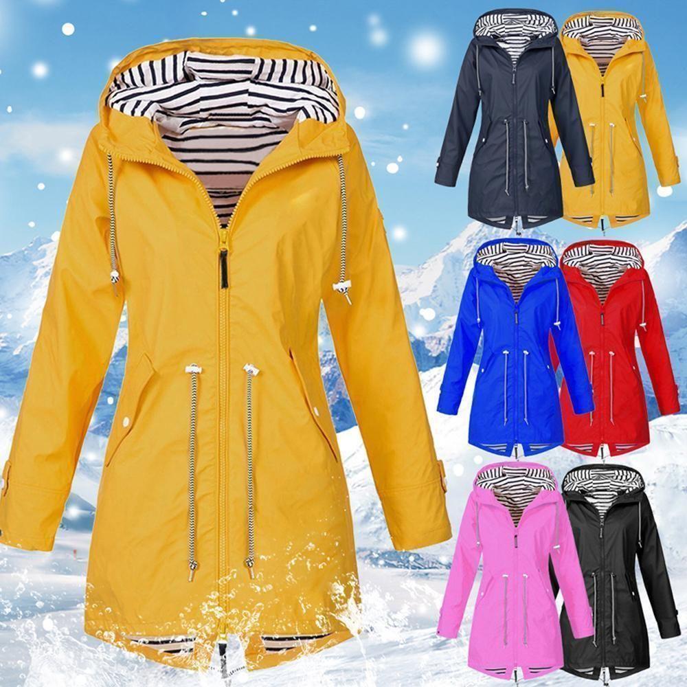 Waterproof foldable hooded jacket for women