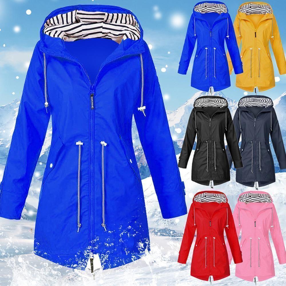 Waterproof foldable hooded jacket for women