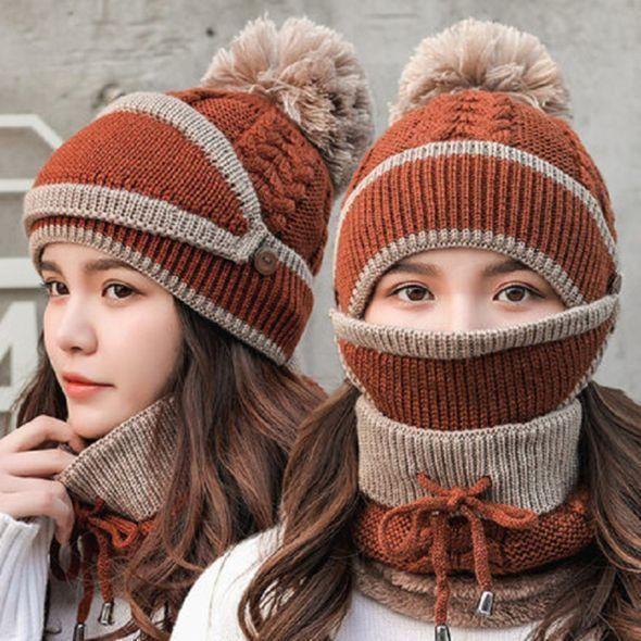 3PCS Women Winter Scarf Set