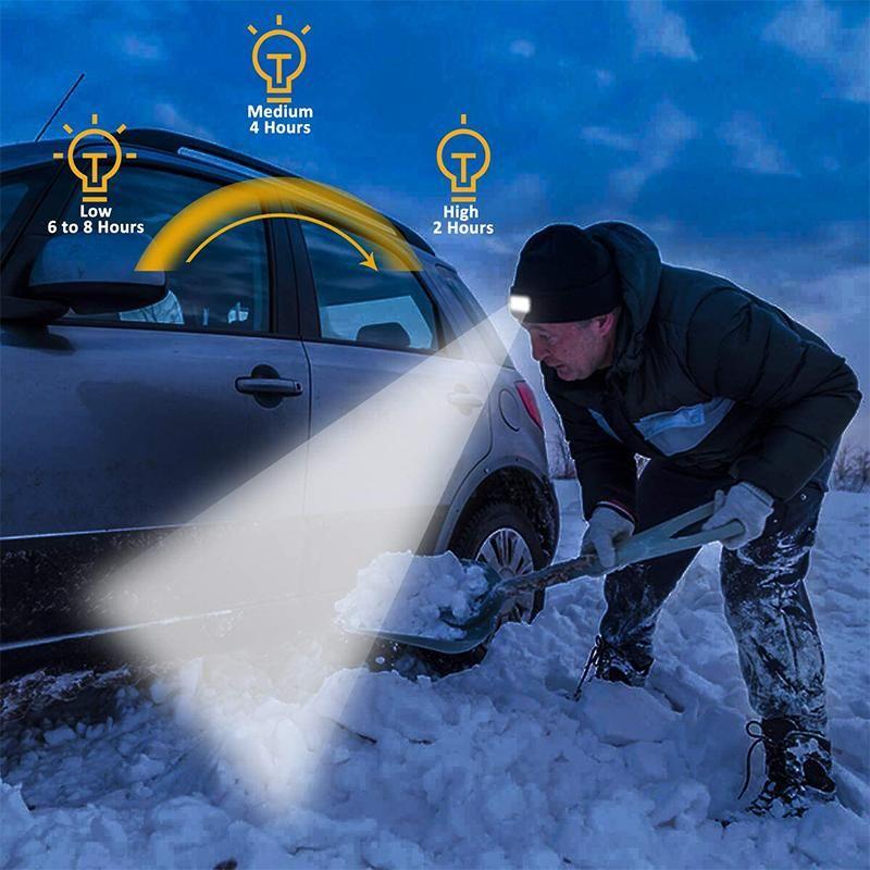 Unisex Winter Warm Knit Hat Head Torch Cap