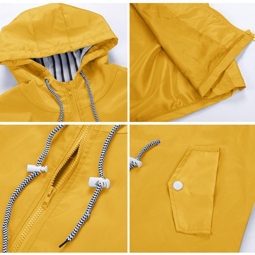 Waterproof foldable hooded jacket for women