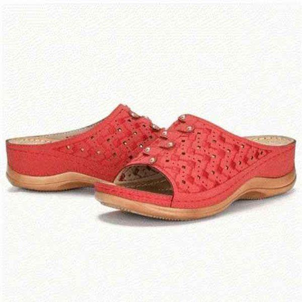 New summer draped heel platform large carved women's casual sandals