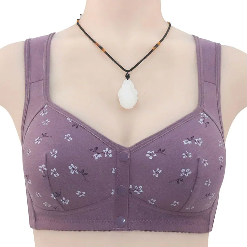 Comfortable and practical bra with buttons at the front