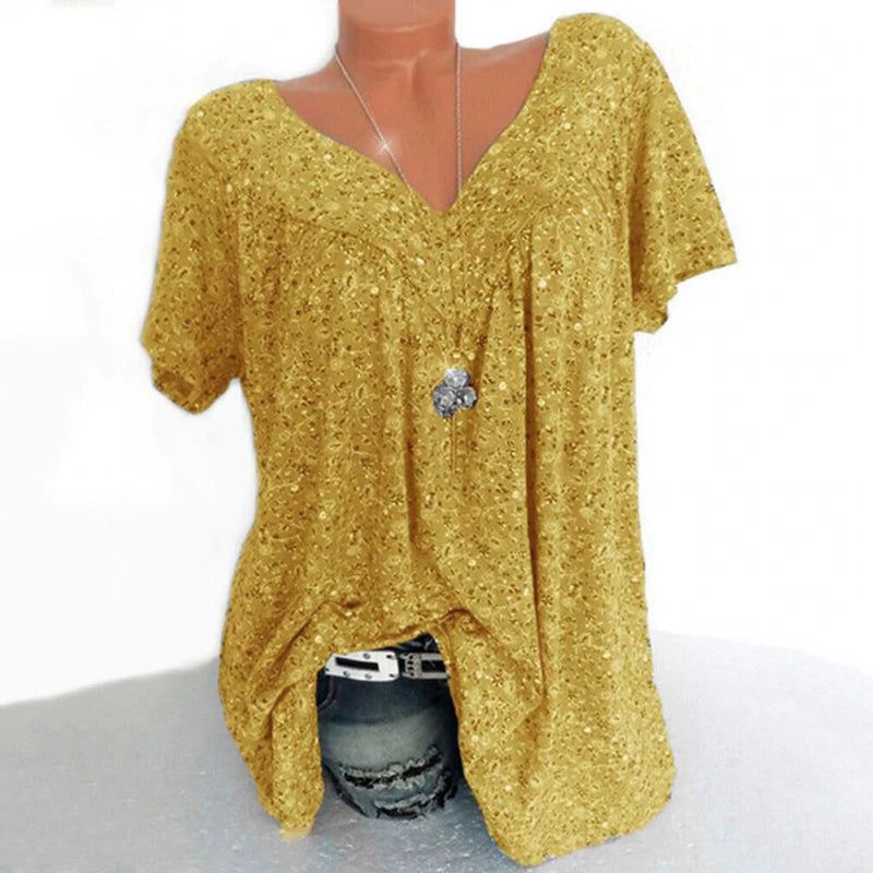 Casual Loose V Neck Short Sleeve Tee Shirt