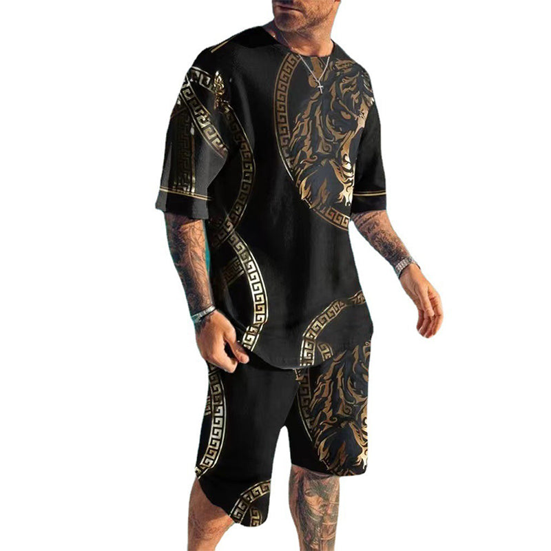 MEN'S FASHION TIGER PRINTING SHORTS SUIT