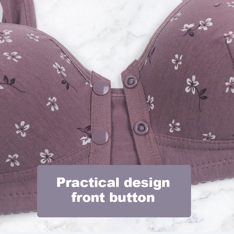 Comfortable and practical bra with buttons at the front