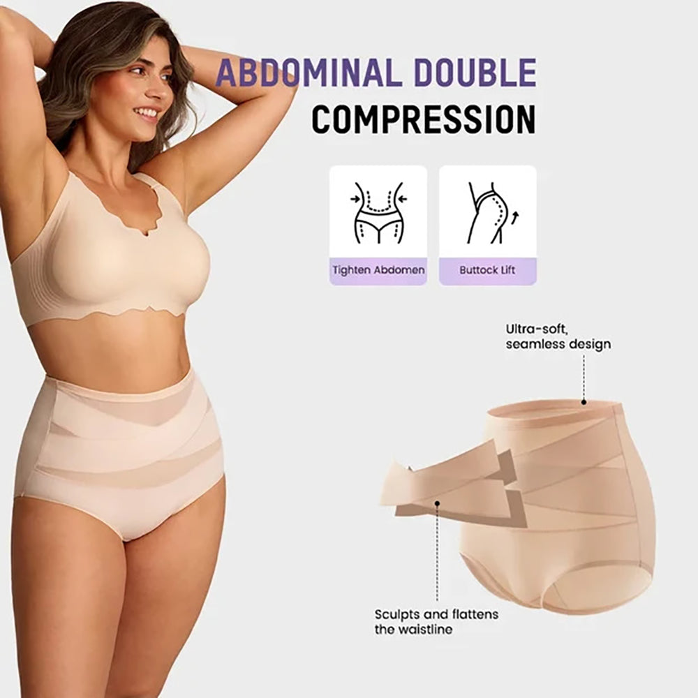 Plus-size high-waisted cross-over shaping underwear