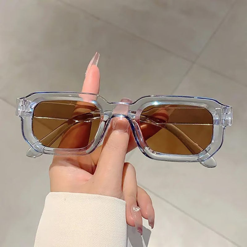 Retro unisex rectangular frame sunglasses with UV400 protection