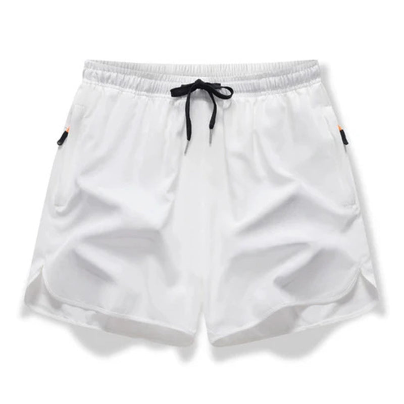 Breathable athletic shorts with zippered pockets