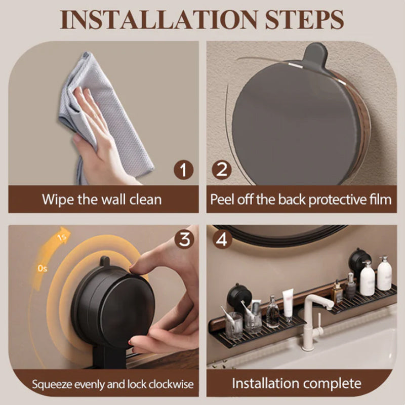 Walnut Suction Cup Bathroom Shelf