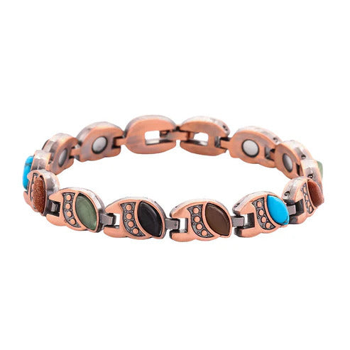 Antique-finish copper-colored magnetic bracelet