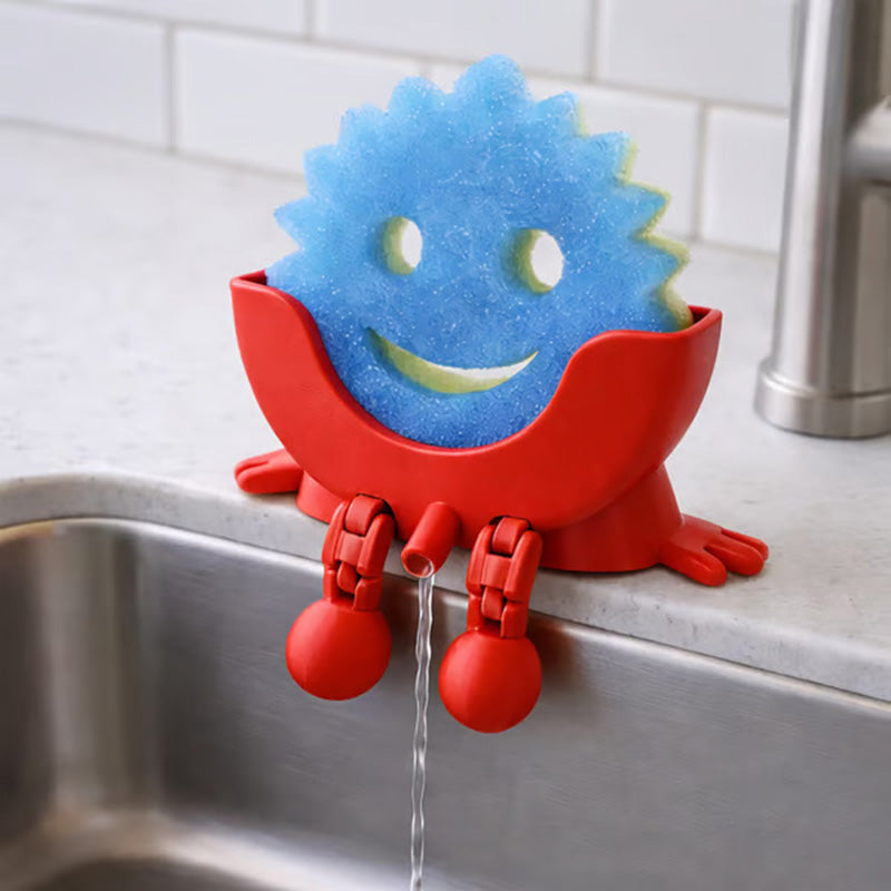 Smiley face sponge drain rack