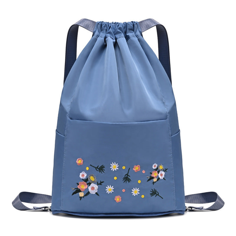 Simple embroidered drawstring yoga bag