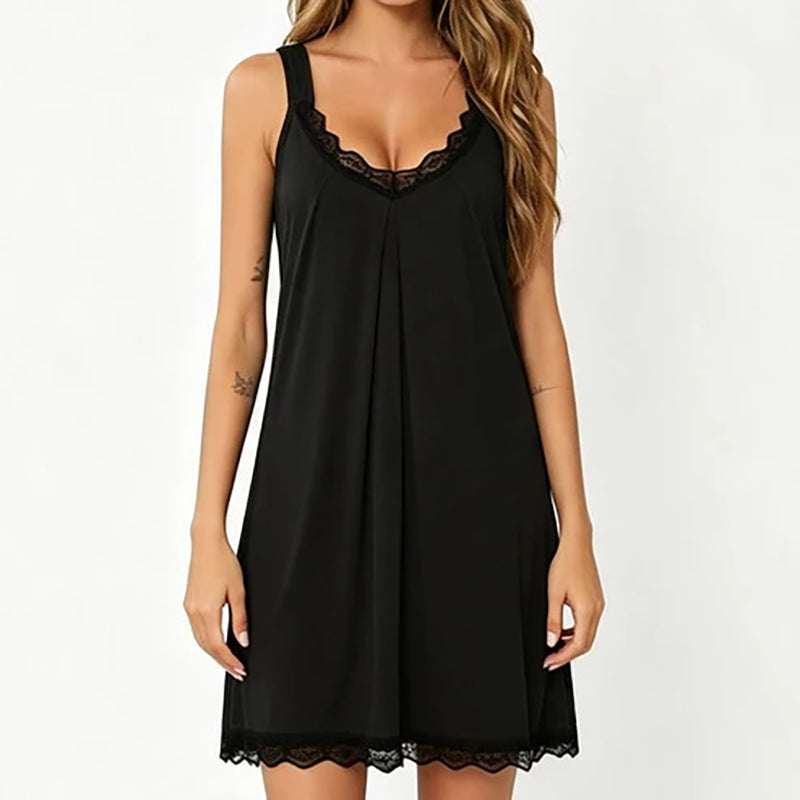 Women's Loose-Fit V-Neck Modal & Lace Nightgown (2026 Series)