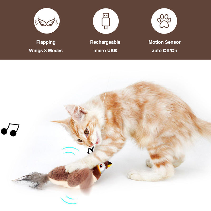 Simulation electric bird cat toy with flapping wings