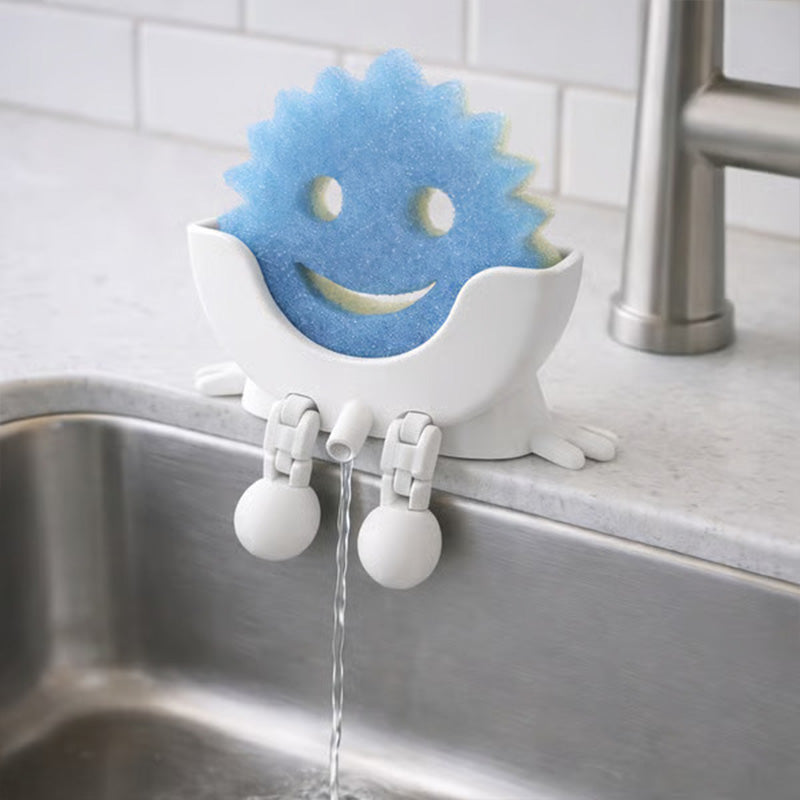 Smiley face sponge drain rack