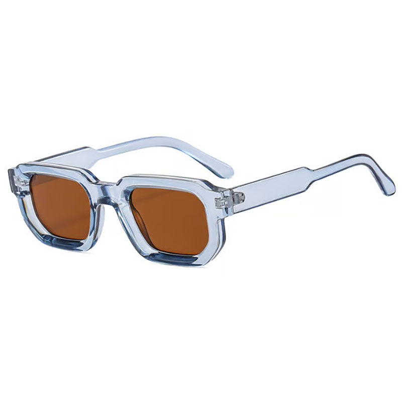 Retro unisex rectangular frame sunglasses with UV400 protection