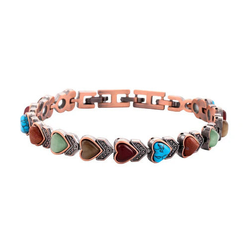 Antique-finish copper-colored magnetic bracelet