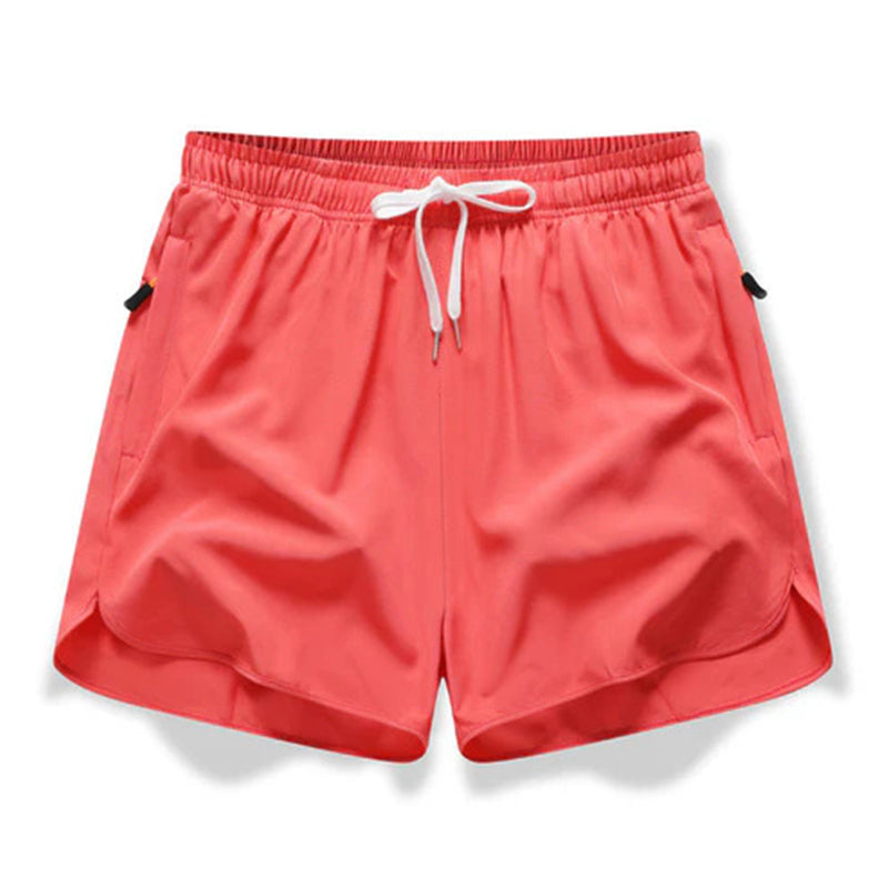 Breathable athletic shorts with zippered pockets
