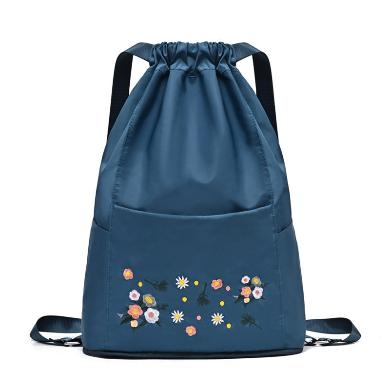 Simple embroidered drawstring yoga bag