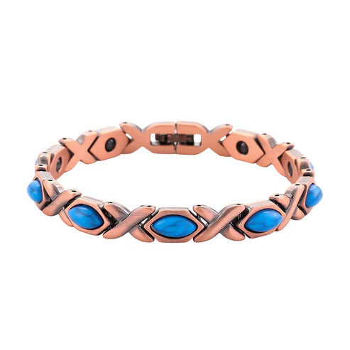 Antique-finish copper-colored magnetic bracelet