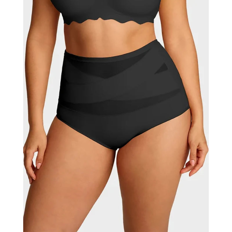 Plus-size high-waisted cross-over shaping underwear