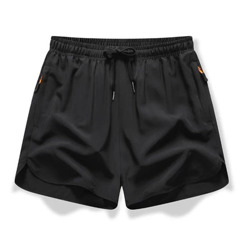 Breathable athletic shorts with zippered pockets