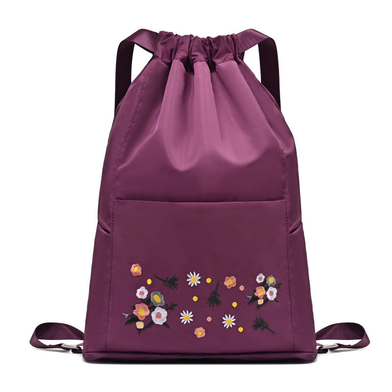 Simple embroidered drawstring yoga bag