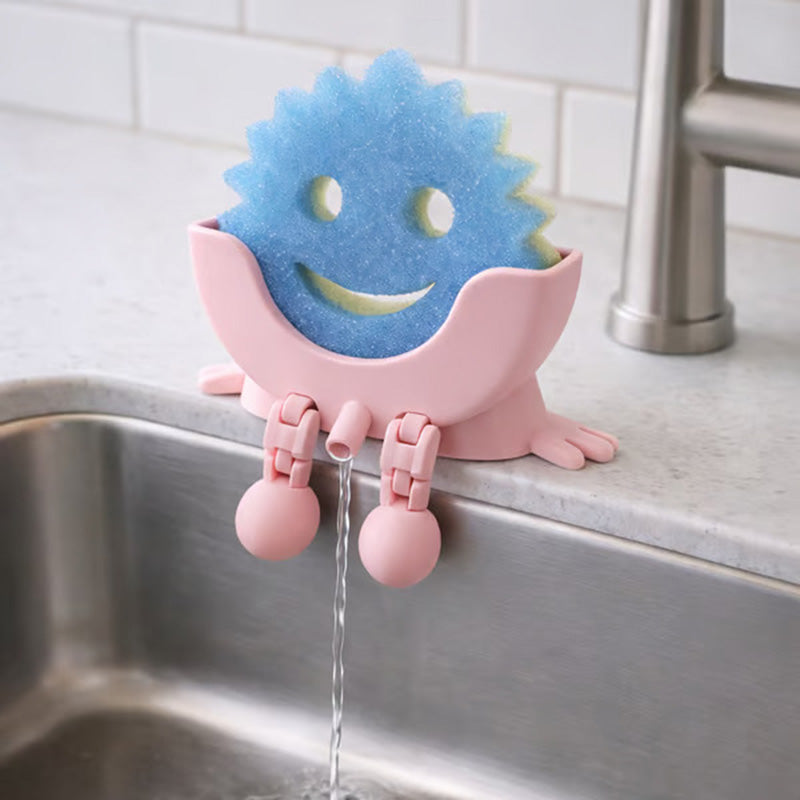 Smiley face sponge drain rack