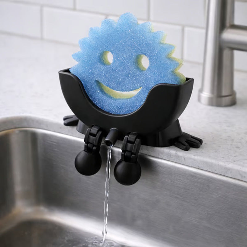 Smiley face sponge drain rack