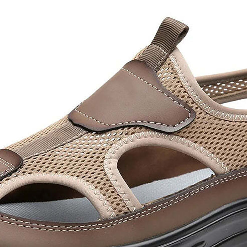 Openwork knitted mesh sandals