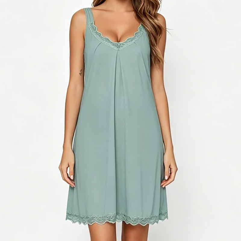 Women's Loose-Fit V-Neck Modal & Lace Nightgown (2026 Series)