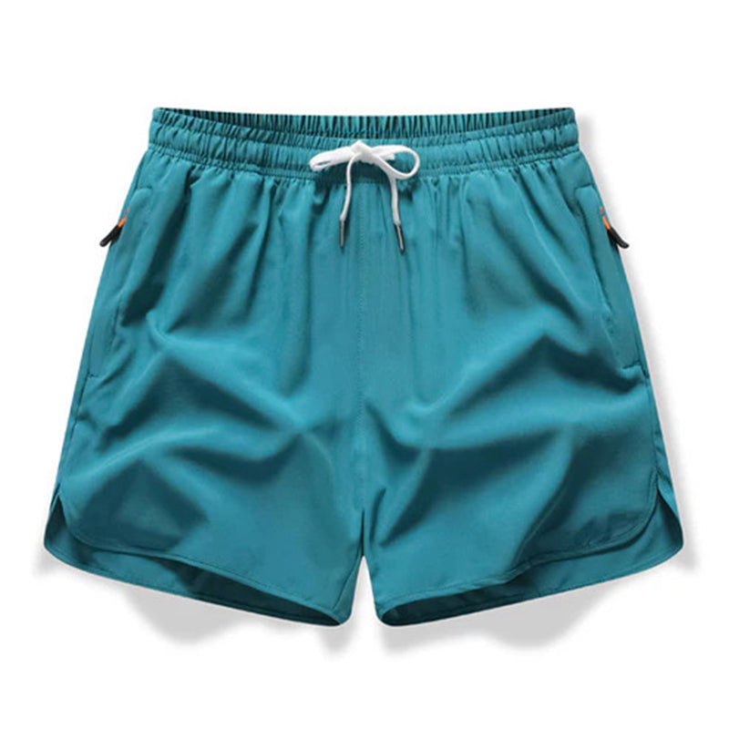 Breathable athletic shorts with zippered pockets