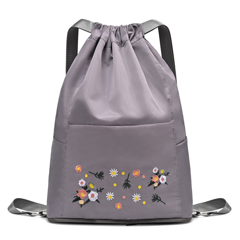 Simple embroidered drawstring yoga bag