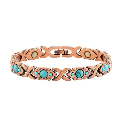 Antique-finish copper-colored magnetic bracelet
