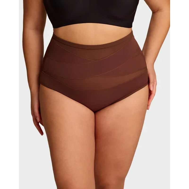 Plus-size high-waisted cross-over shaping underwear