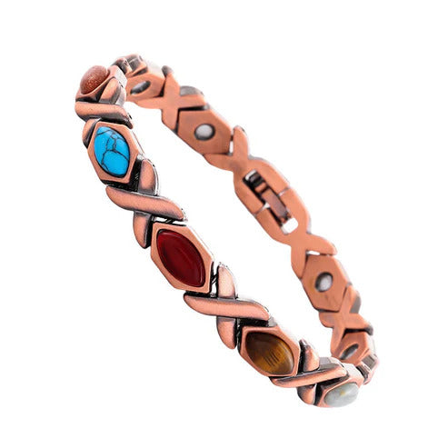Antique-finish copper-colored magnetic bracelet