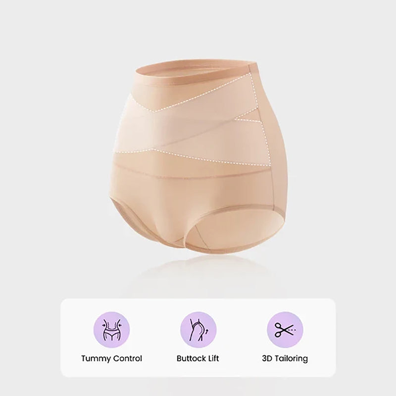 Plus-size high-waisted cross-over shaping underwear