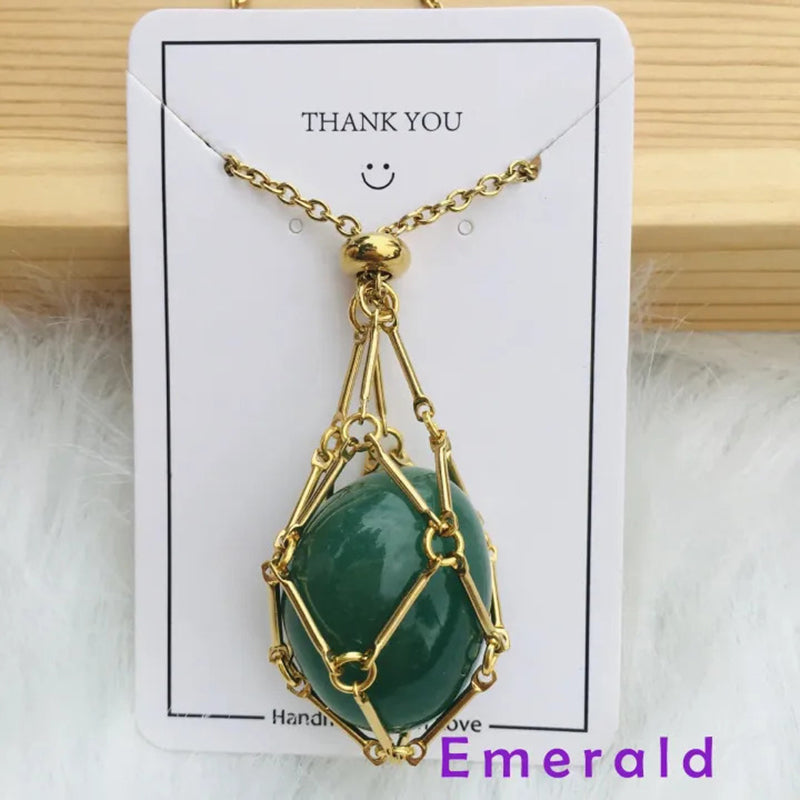 DIY Adjustable Natural Crystal Mesh Metal Bamboo Style Necklace