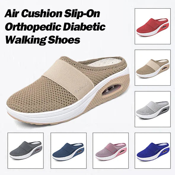 Orthopedic diabetic walking shoes with air cushion and anti-slip function