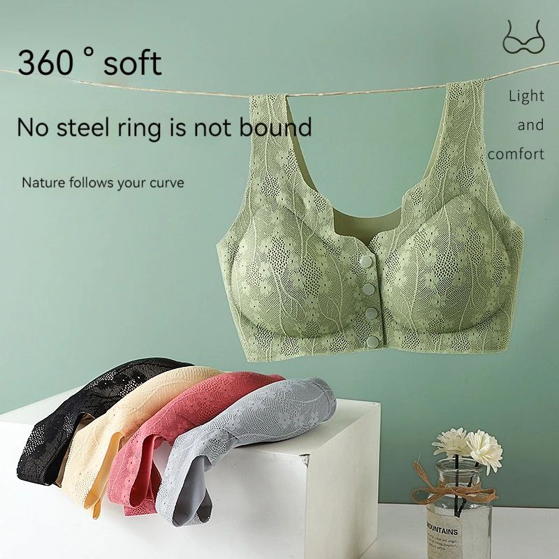 Comfortable and practical bra with a button placket at the front