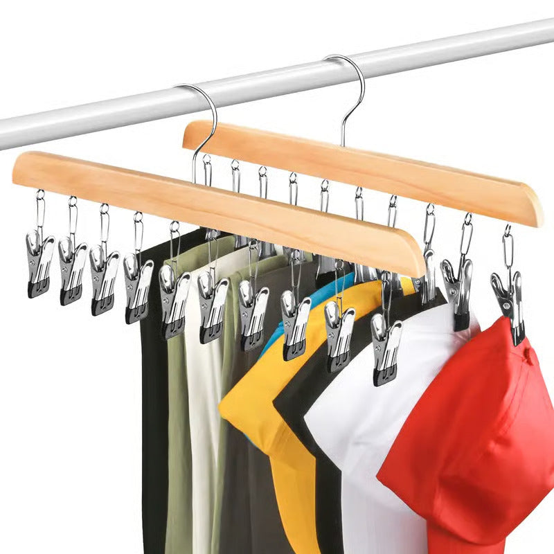 Space-saving multi-hook clothes hanger