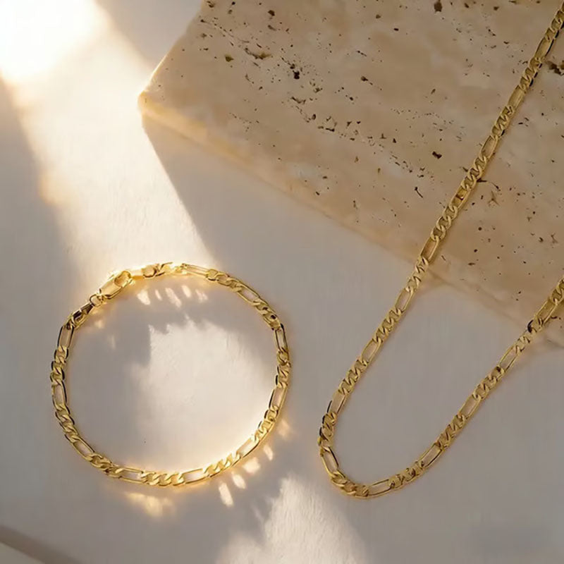 18K Gold Jewelry Two-Piece Set: Bracelet and Necklace