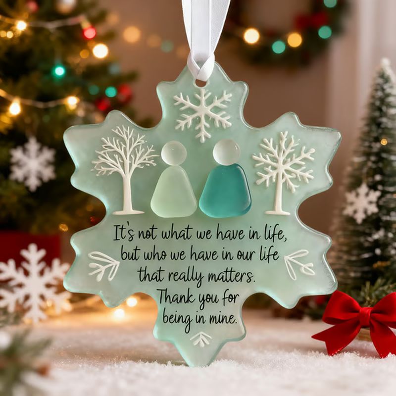 Snowflake-shaped acrylic friendship ornaments