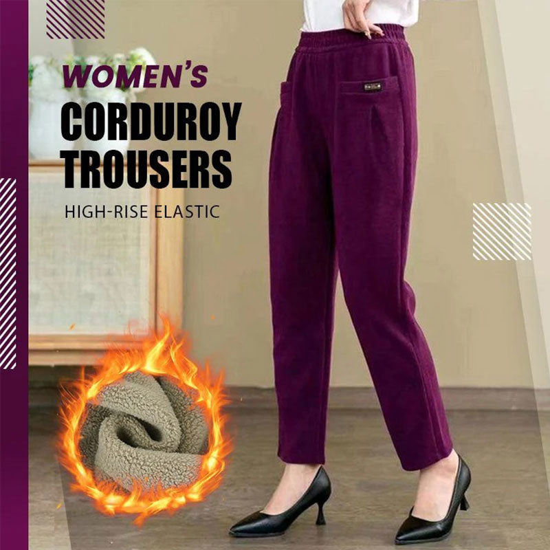 Women's High Waist Stretch Corduroy Pants