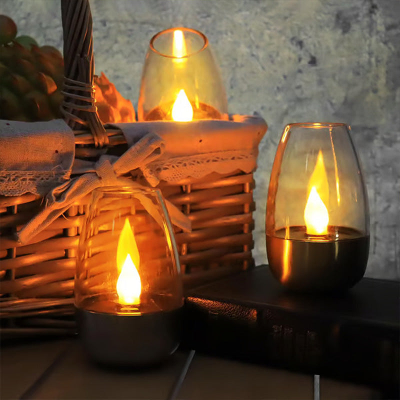 Solar-powered candle wine glass lamp
