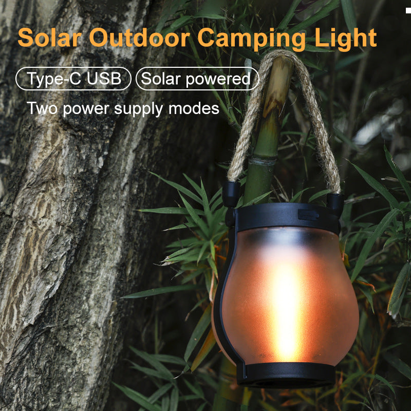Solar Outdoor Hemp Rope Flame Lamp