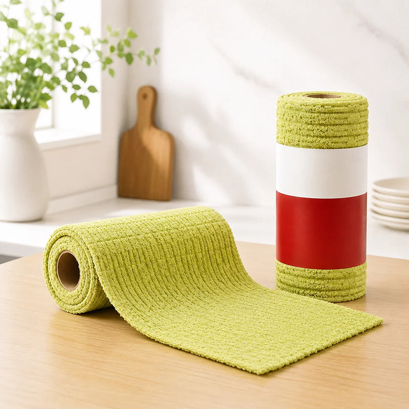 Reusable microfiber cleaning cloth roll
